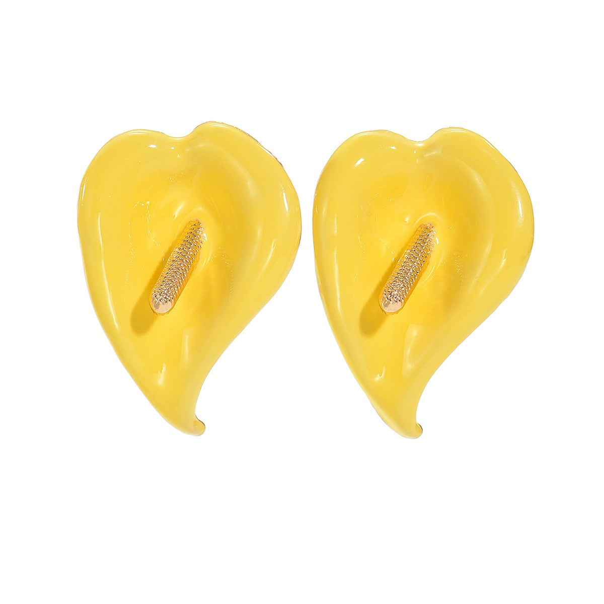 Classy Enamel Calla Lily Earring & Ring Set