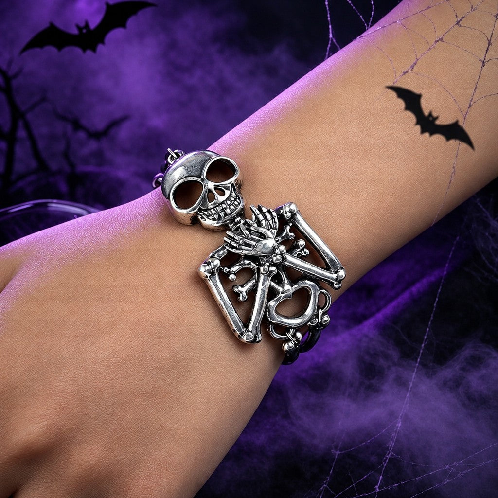 Vintage Inspired Skeleton Charm Bracelet