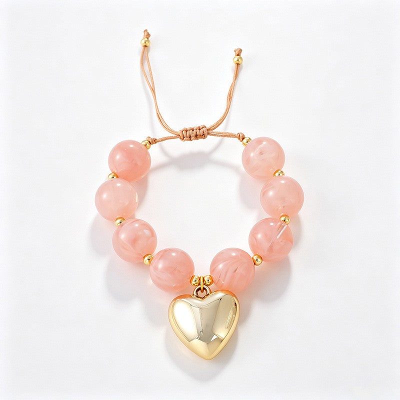 Romantic Multicolor Resin Heart Bracelet Stack