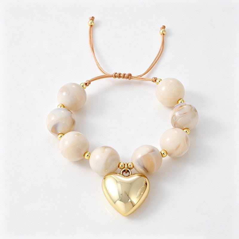 Romantic Multicolor Resin Heart Bracelet Stack