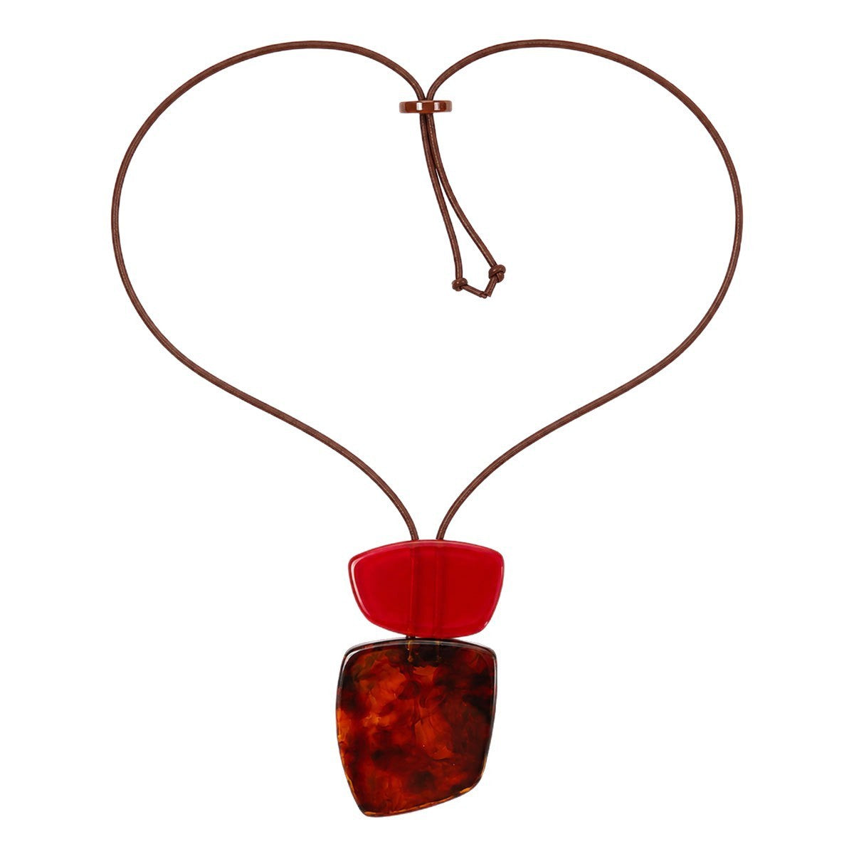 Classy Red Amber Geometric Resin Necklace