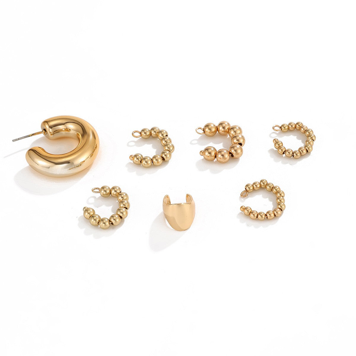 Classy Beaded Ear Cuff & Hoop Earring Set