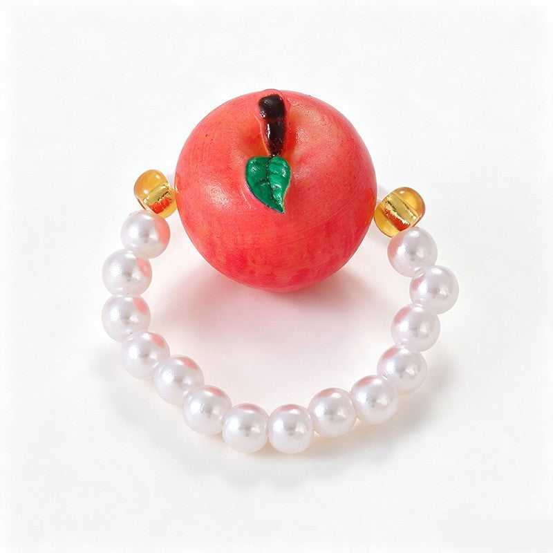 Playful Resin Fruit Faux Pearl Ring