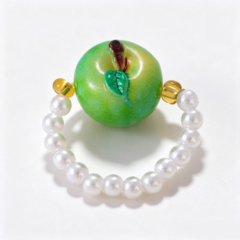 Playful Resin Fruit Faux Pearl Ring