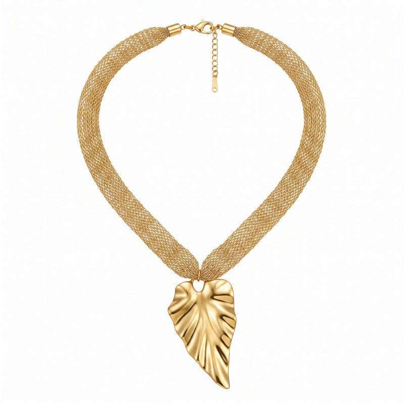 Boho Layered Sun Shell Leaf Necklace