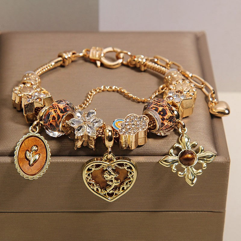 Boho Leopard Print Star Charm Bracelet