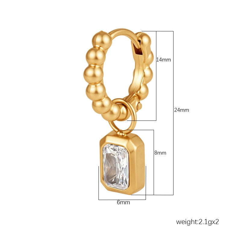 Classy Geometric Zirconia Beaded Hoop Earrings