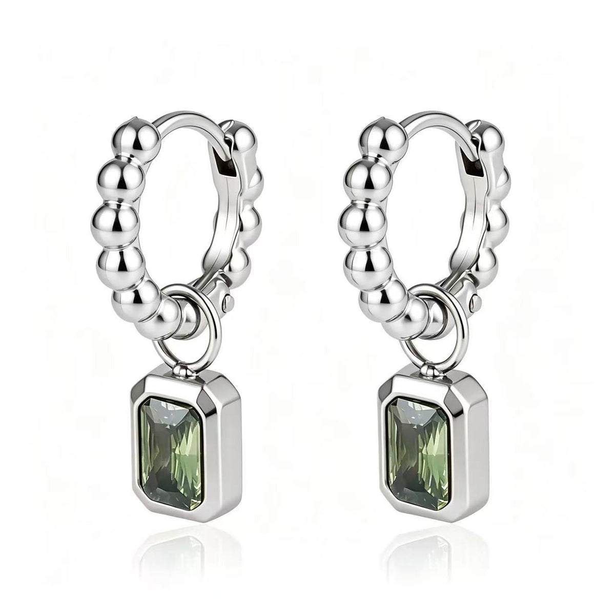Classy Geometric Zirconia Beaded Hoop Earrings