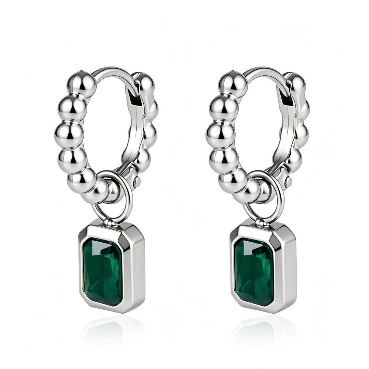 Classy Geometric Zirconia Beaded Hoop Earrings