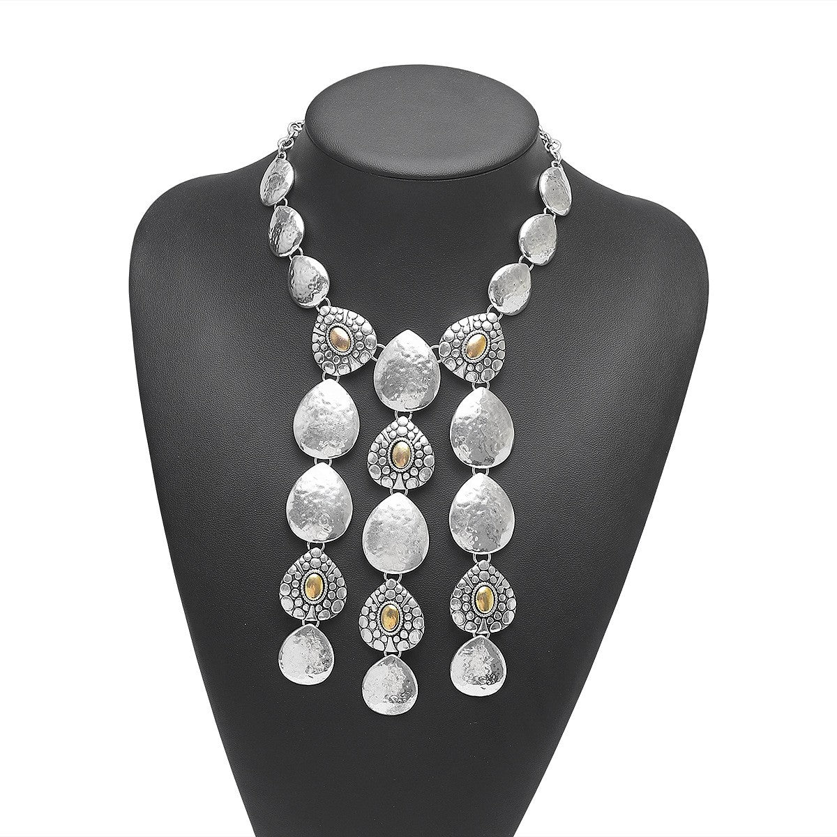 Boho Hammered Teardrop Necklace & Earring Set
