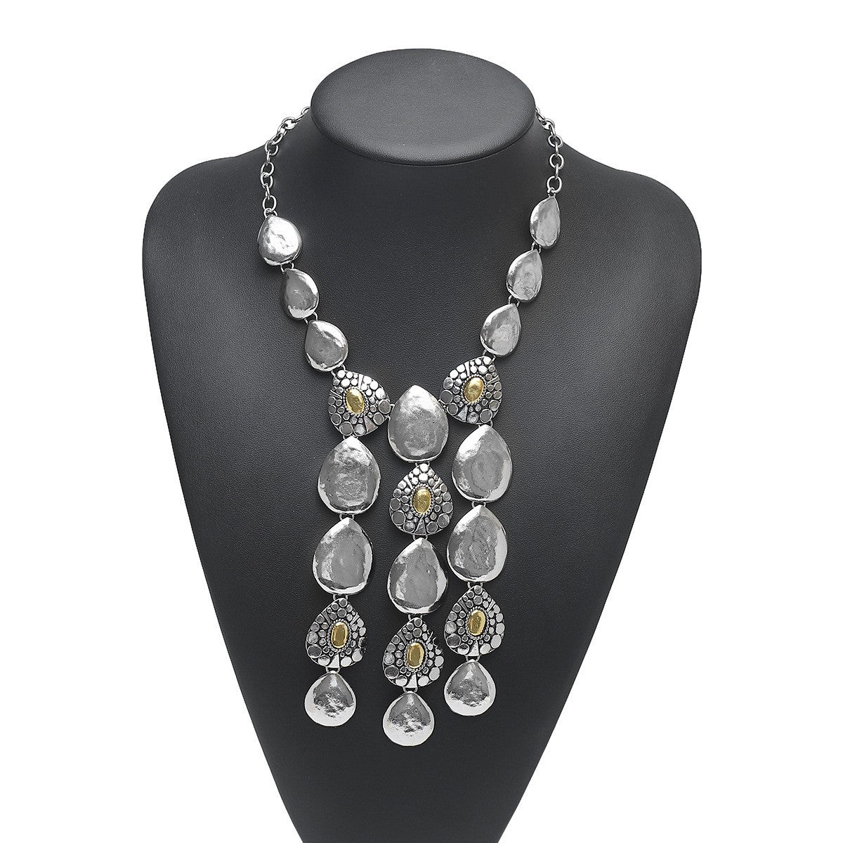 Boho Hammered Teardrop Necklace & Earring Set