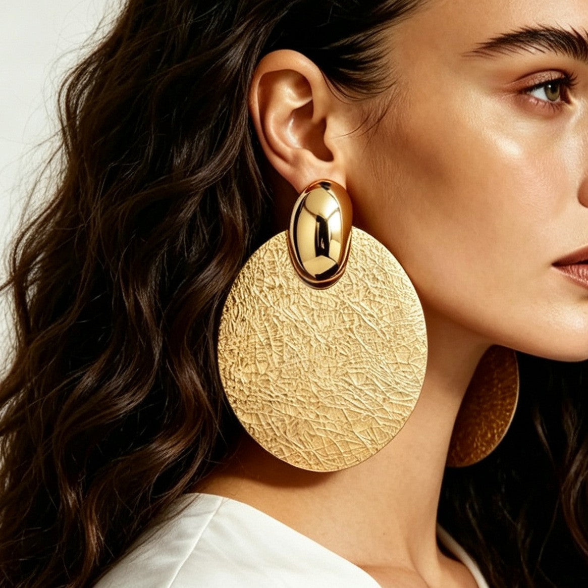 Classy Textured Disc Statement Earrings