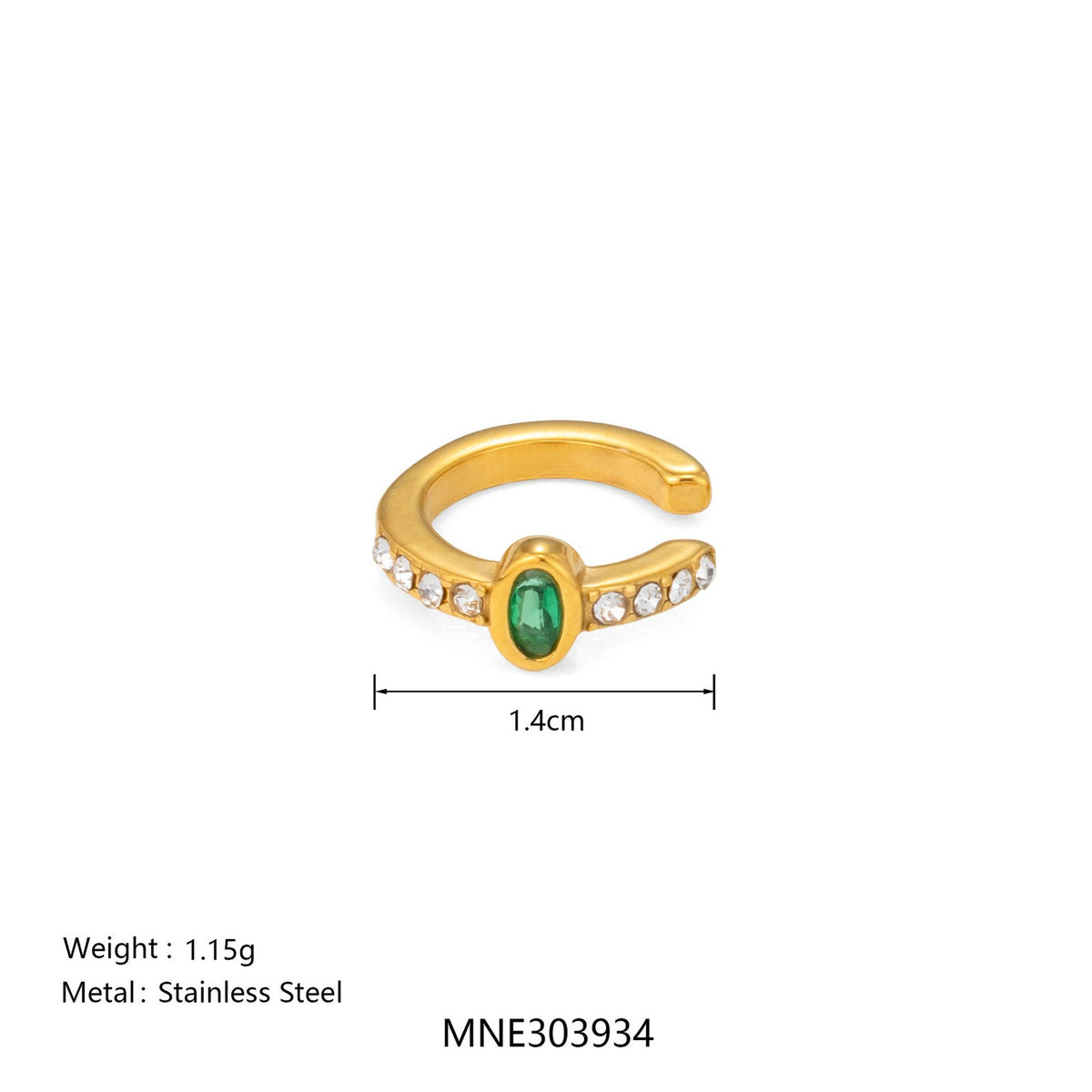 18k Dainty Square Gem Ear Cuff