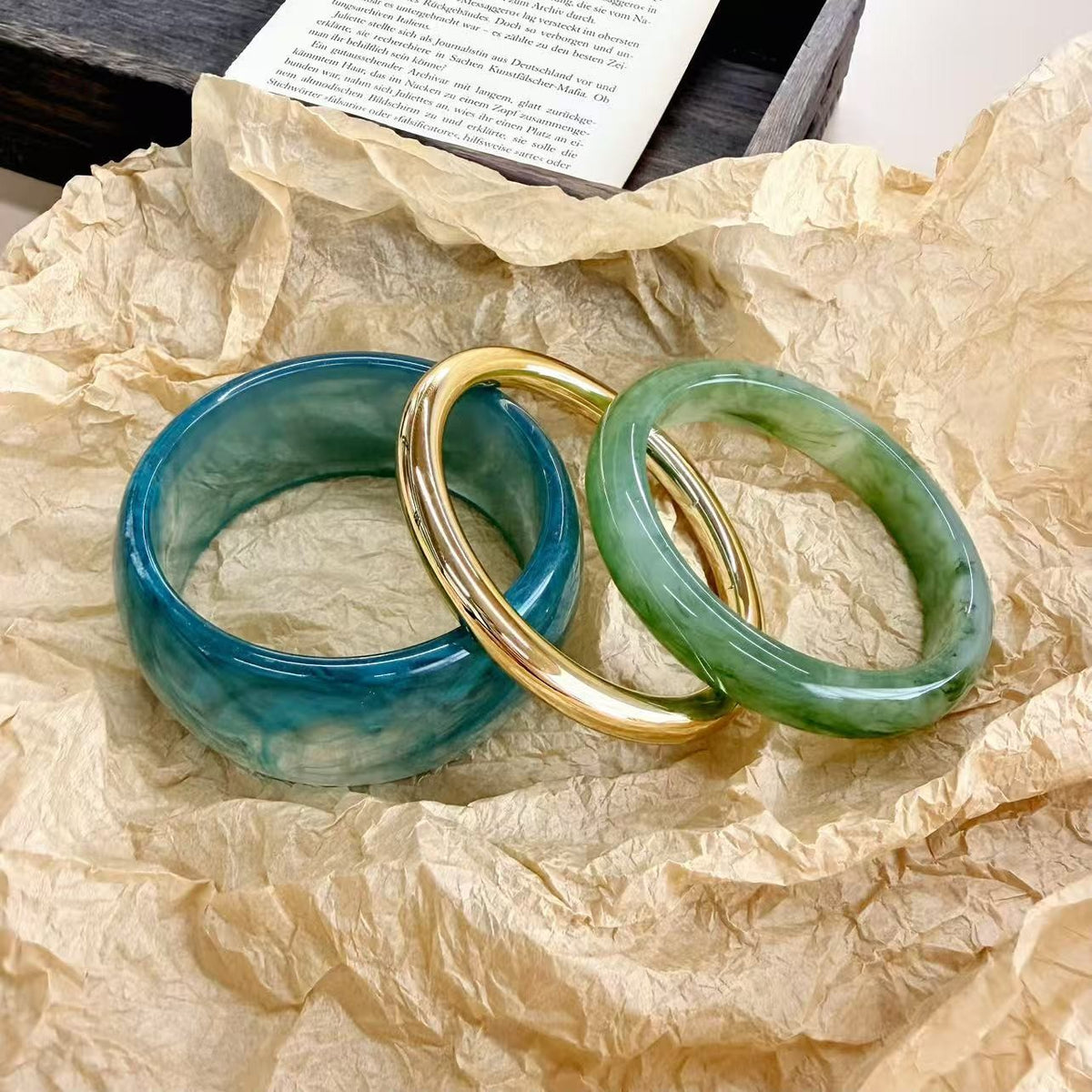 Classy Marbled Resin Stacking Bangle Set