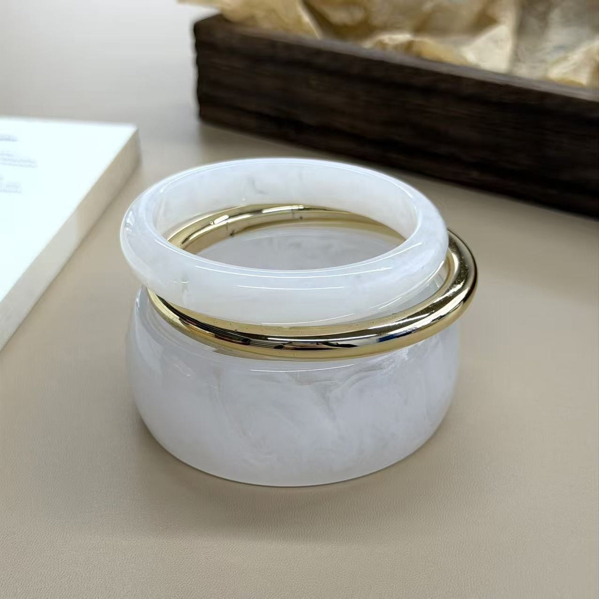 Classy Marbled Resin Stacking Bangle Set