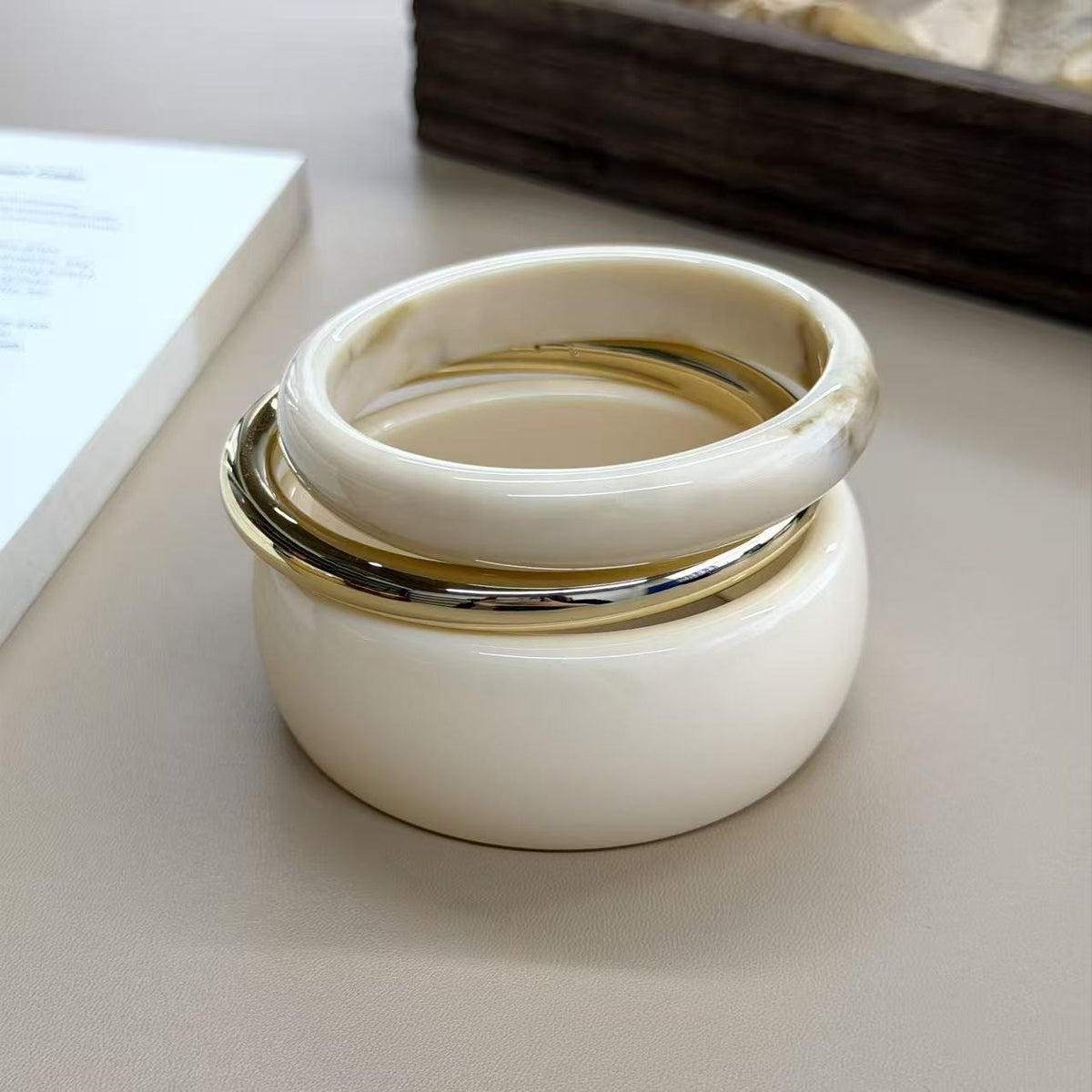 Classy Marbled Resin Stacking Bangle Set