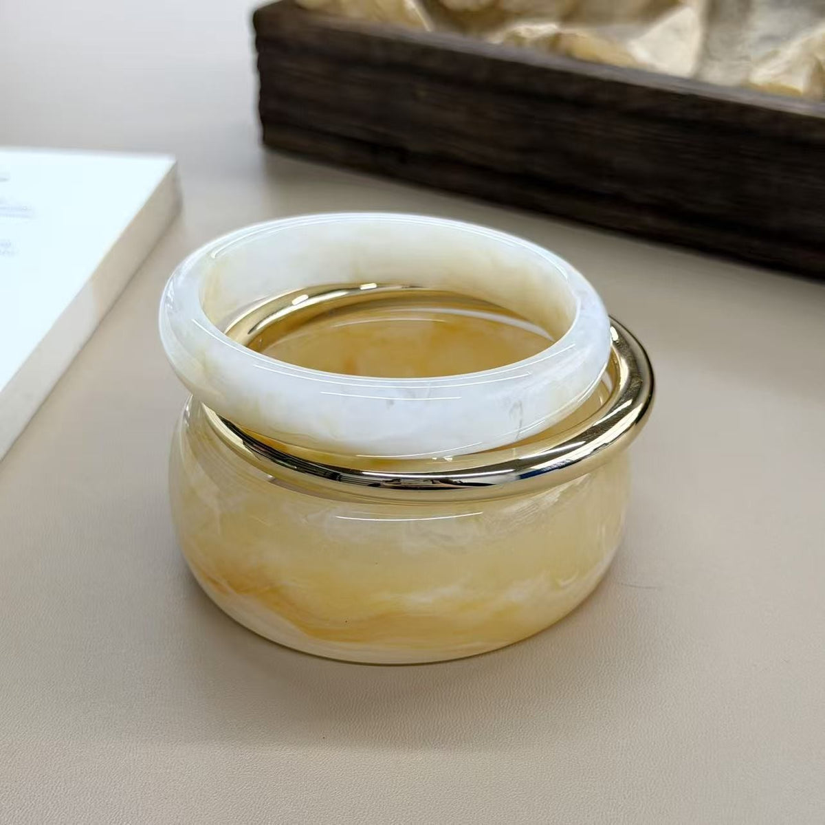 Classy Marbled Resin Stacking Bangle Set