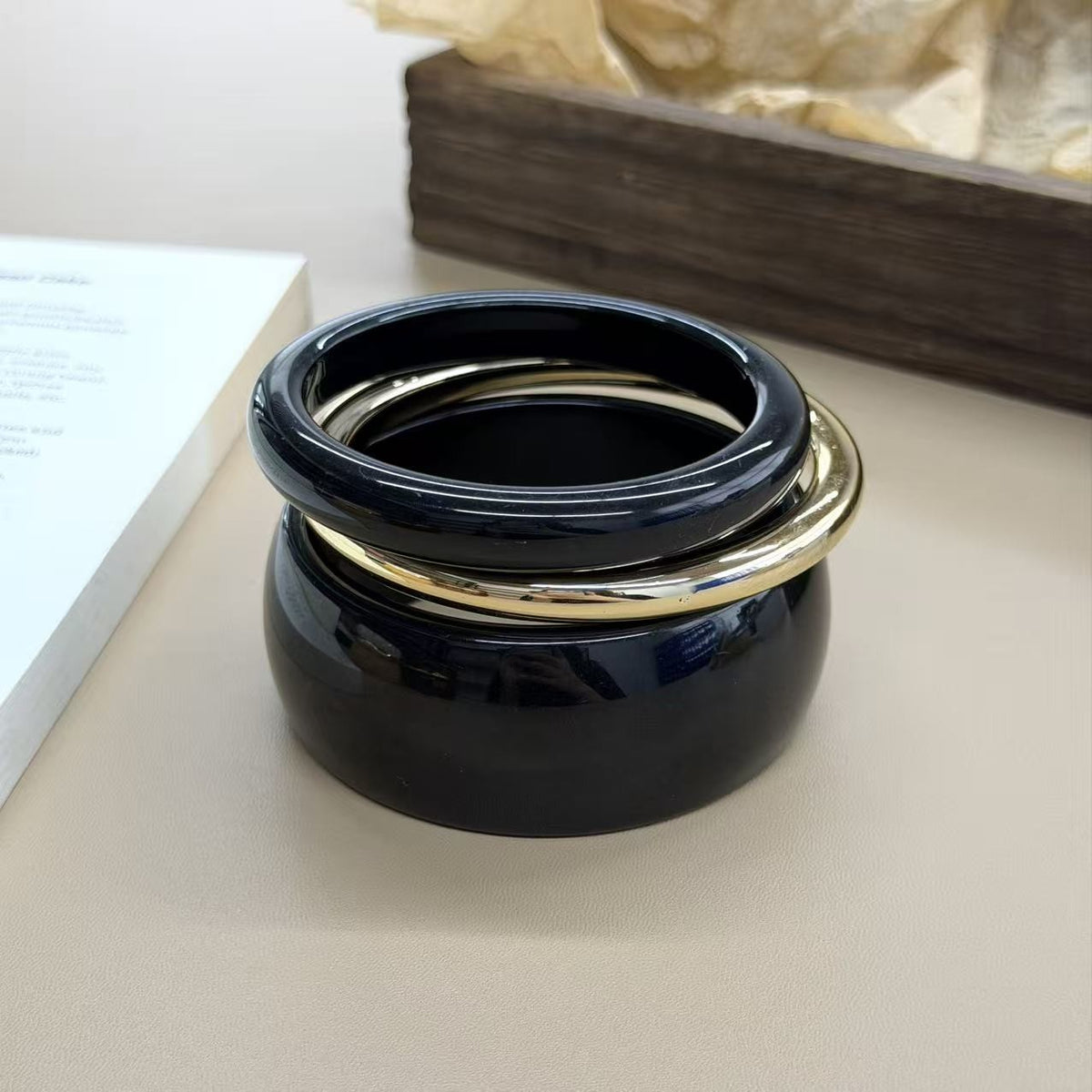 Classy Marbled Resin Stacking Bangle Set
