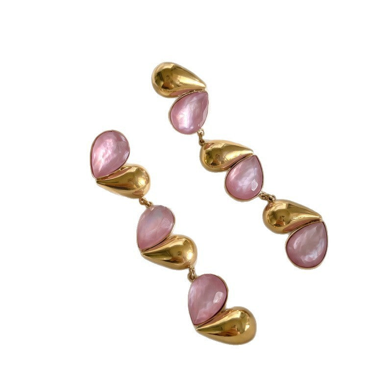 Romantic Pink Teardrop Cascade Earrings