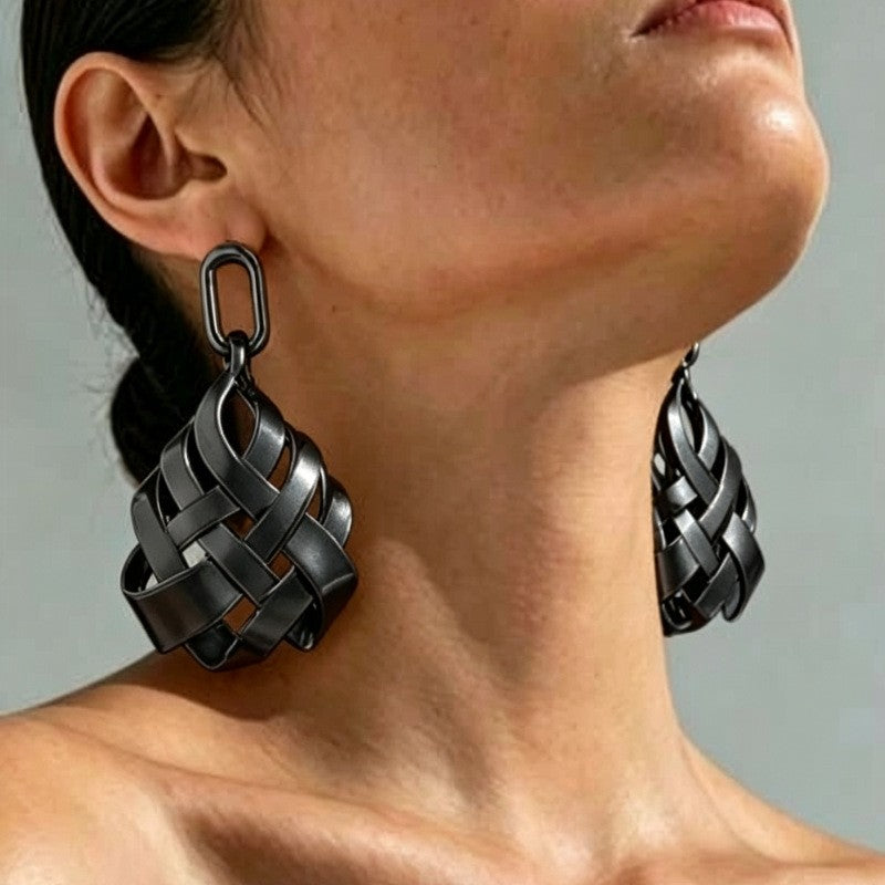 Classy Woven Geometric Dangle Earrings
