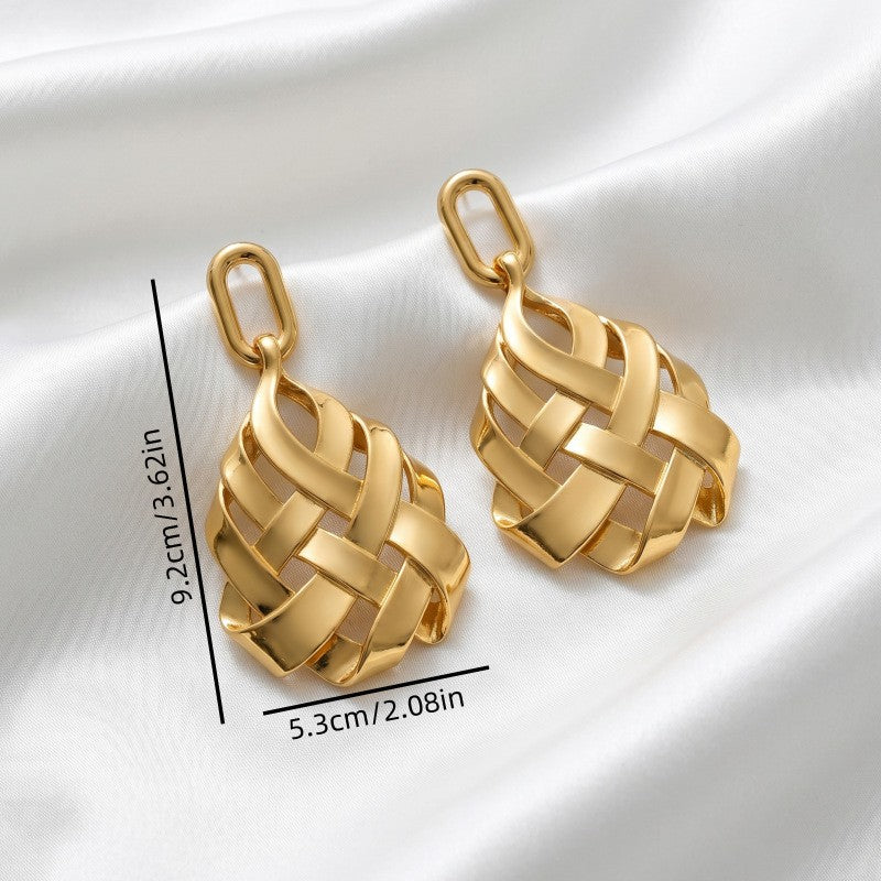 Classy Woven Geometric Dangle Earrings