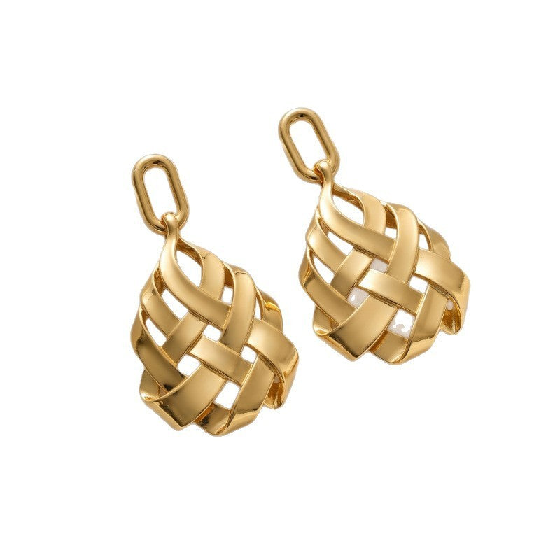 Classy Woven Geometric Dangle Earrings