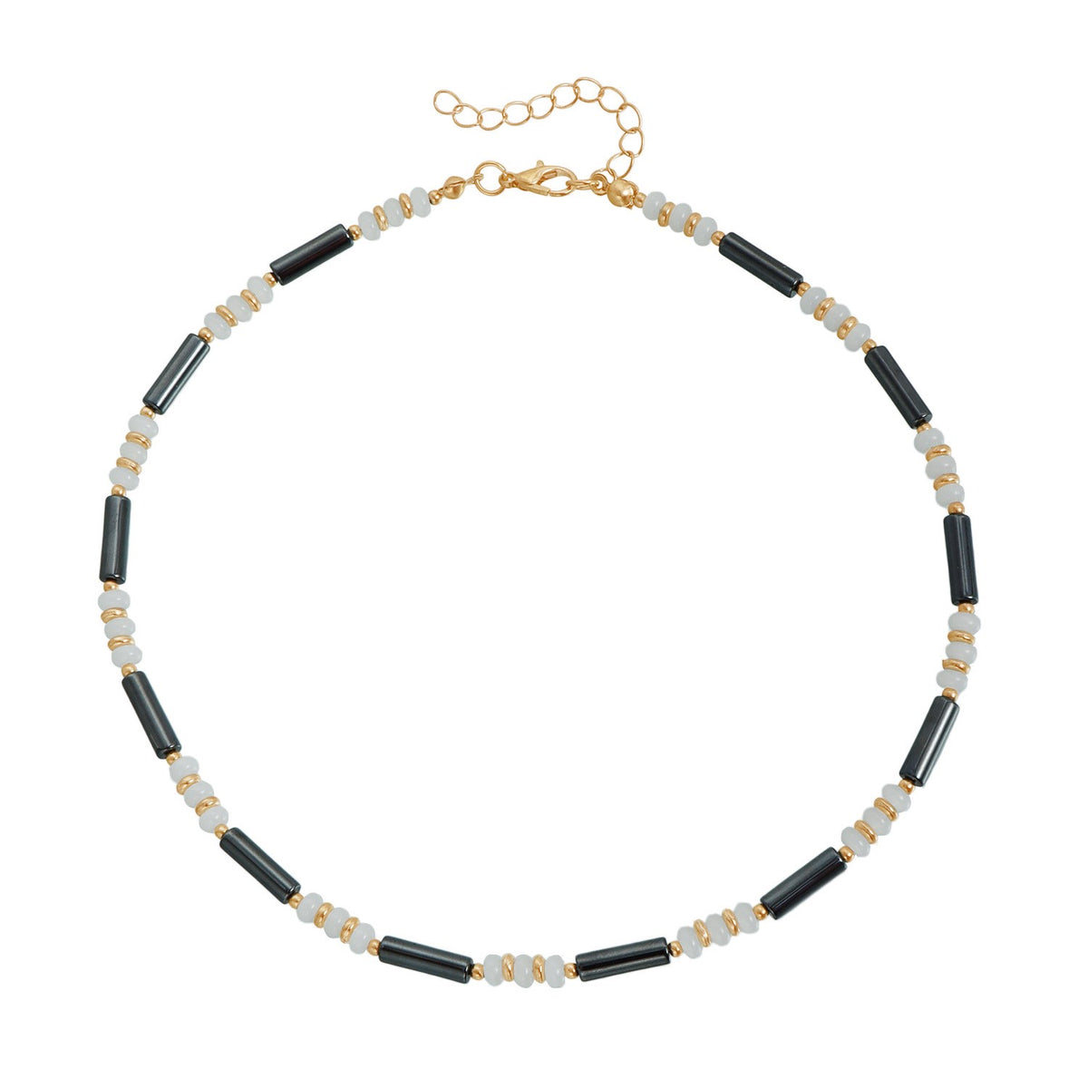 Classy Black Beaded Cross Choker Necklace