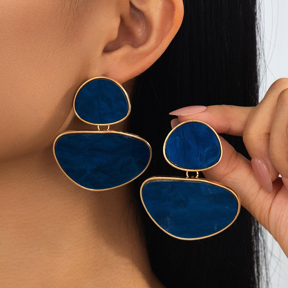 Classy Purple Geometric Tiered Drop Earrings