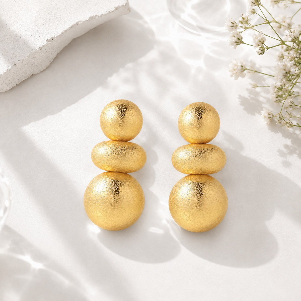 Classy Ribbed Geometric Tiered Drop Earrings