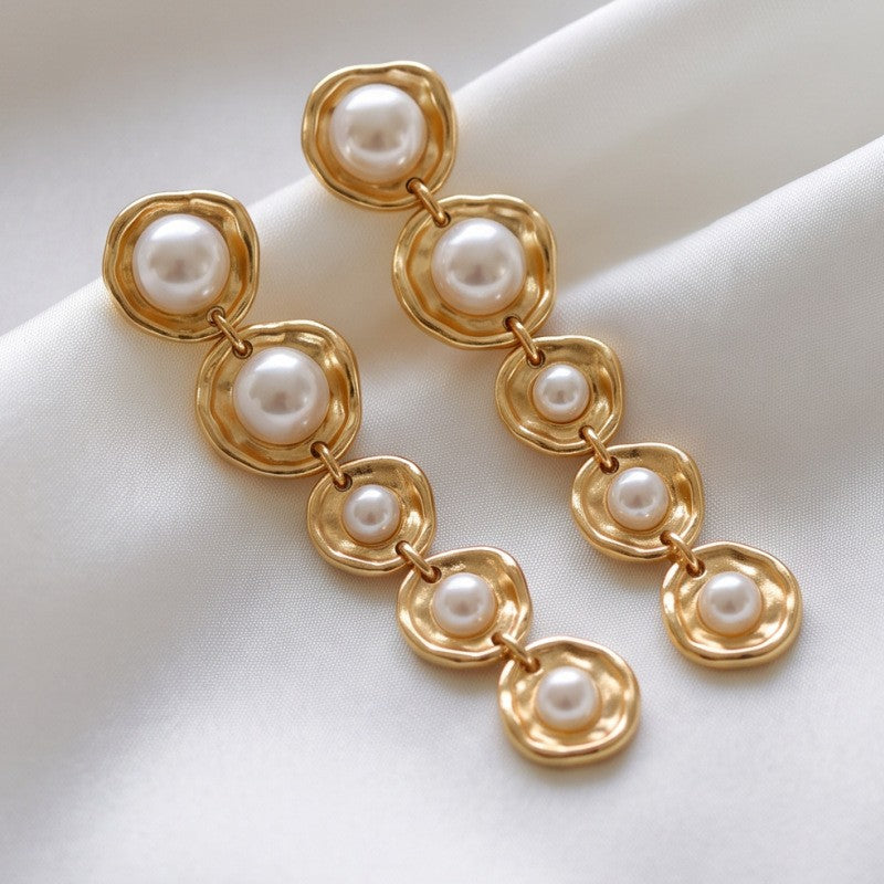 Classy Vintage Faux Pearl Link Drop Earrings