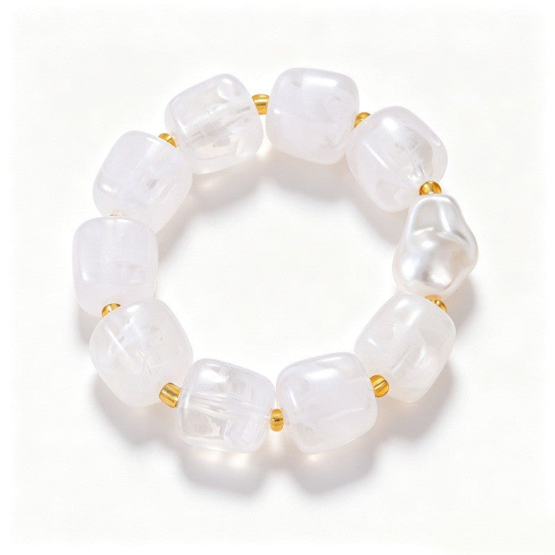 Boho Pastel Resin & Pearl Bracelet Set