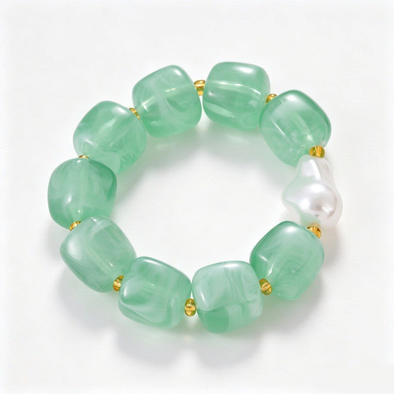 Boho Pastel Resin & Pearl Bracelet Set