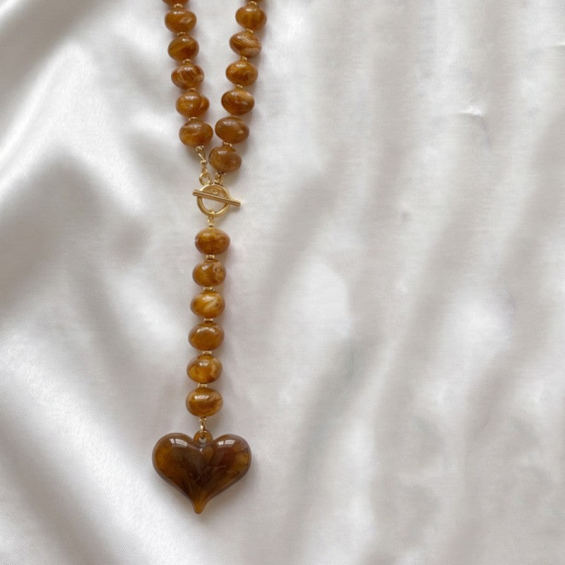 Boho Colorful Resin Heart Y-Necklace