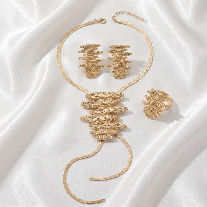 Classy Geometric Lariat Necklace & Earring Set