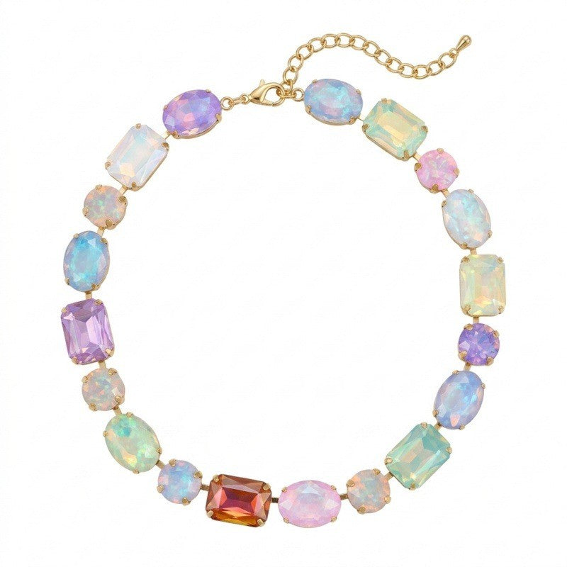 Romantic Multicolor Geometric Gem Necklace