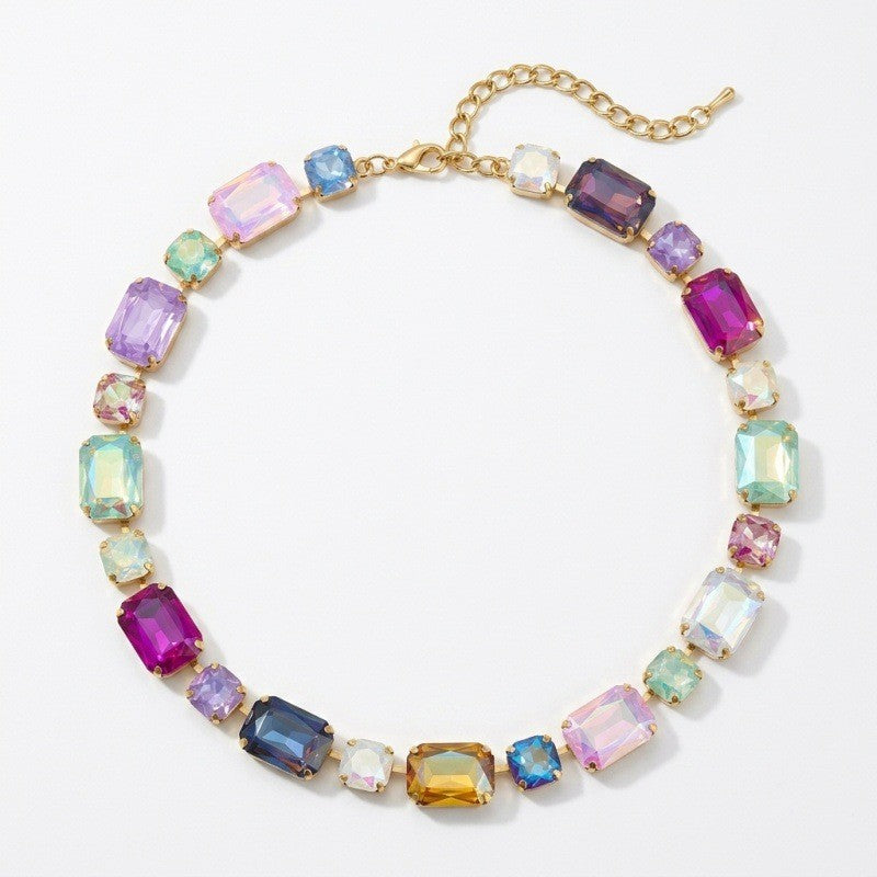 Romantic Multicolor Geometric Gem Necklace
