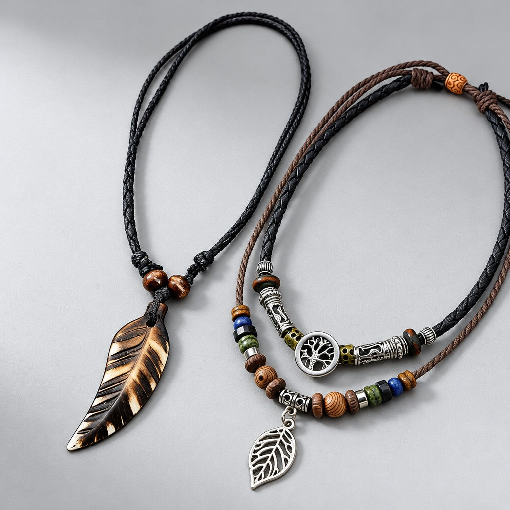 Boho Shell Feather Cord Necklace