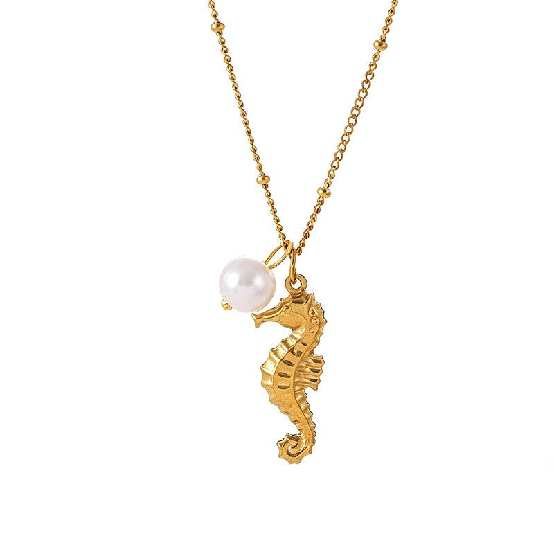 Dainty Faux Pearl Sea Animal Layered Necklace