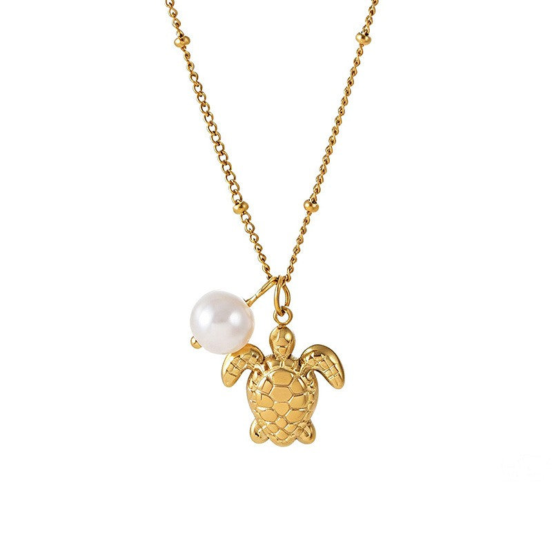 Dainty Faux Pearl Sea Animal Layered Necklace