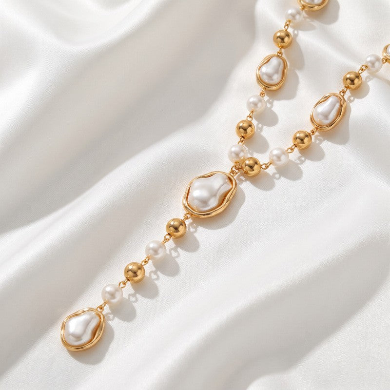 Classy Baroque Pearl Y-Necklace