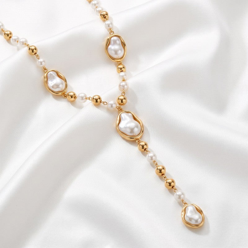 Classy Baroque Pearl Y-Necklace