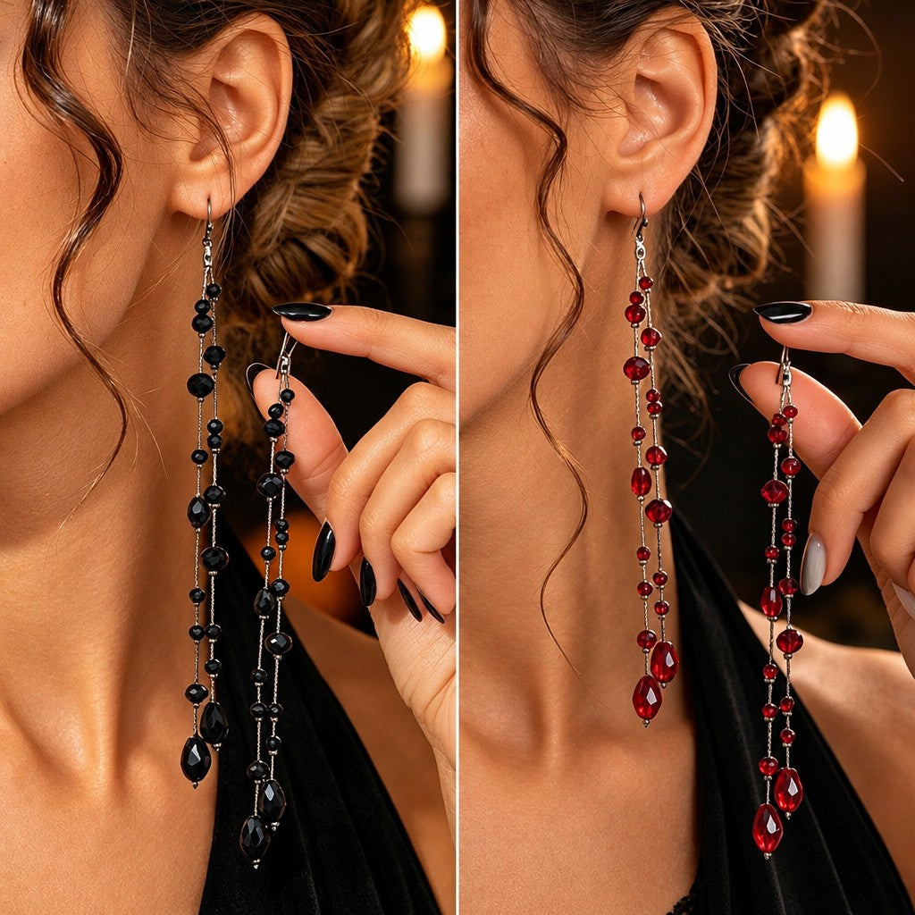 Elegant Geometric Crystal Tassel Earrings