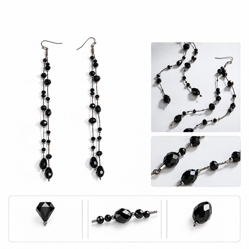 Elegant Geometric Crystal Tassel Earrings