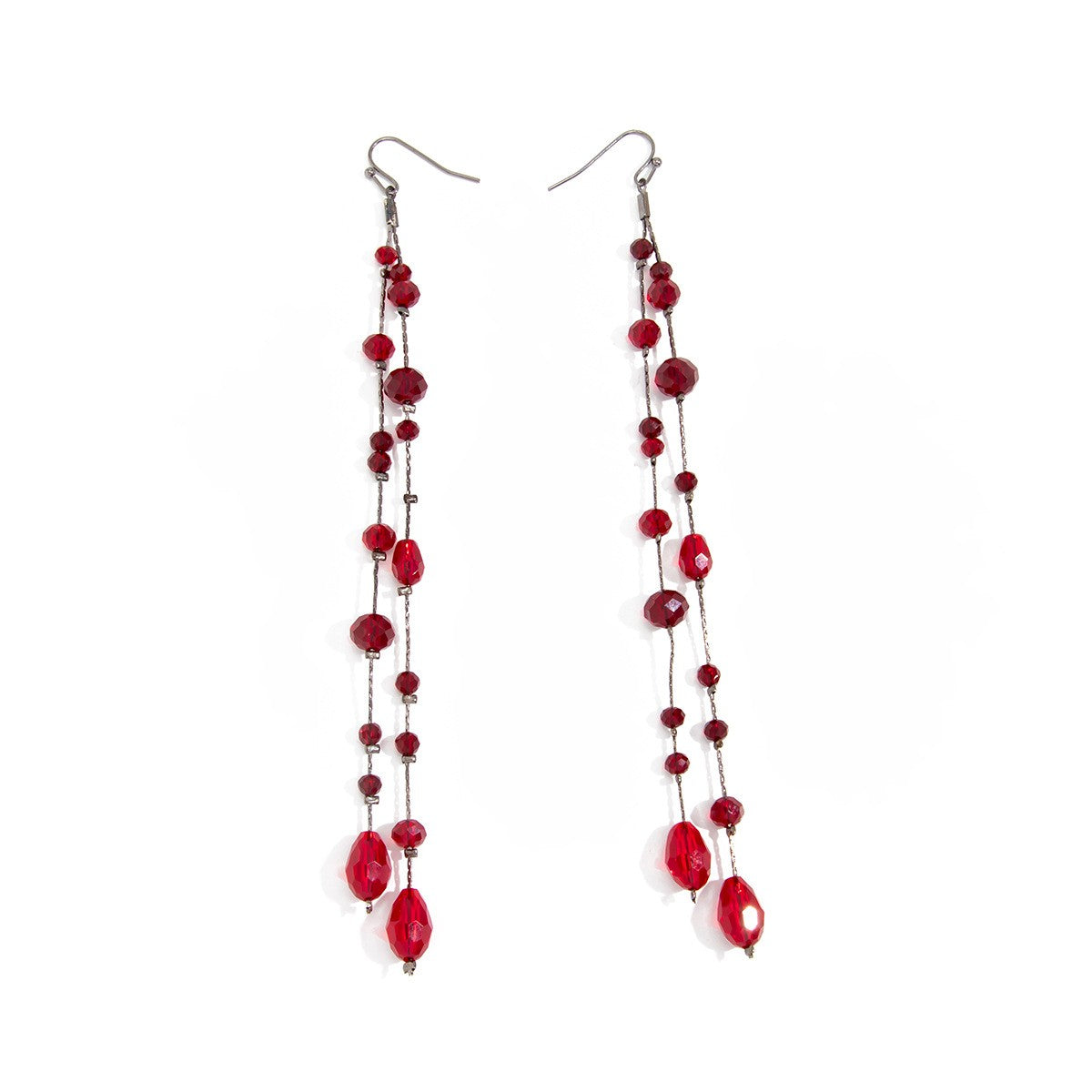 Elegant Geometric Crystal Tassel Earrings