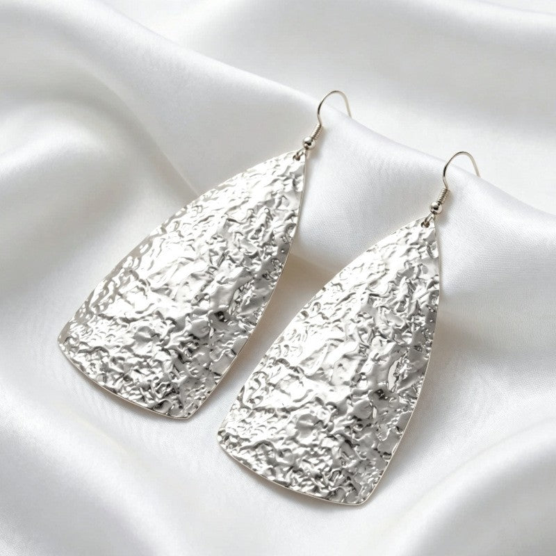 Classy Black Textured Teardrop Earrings