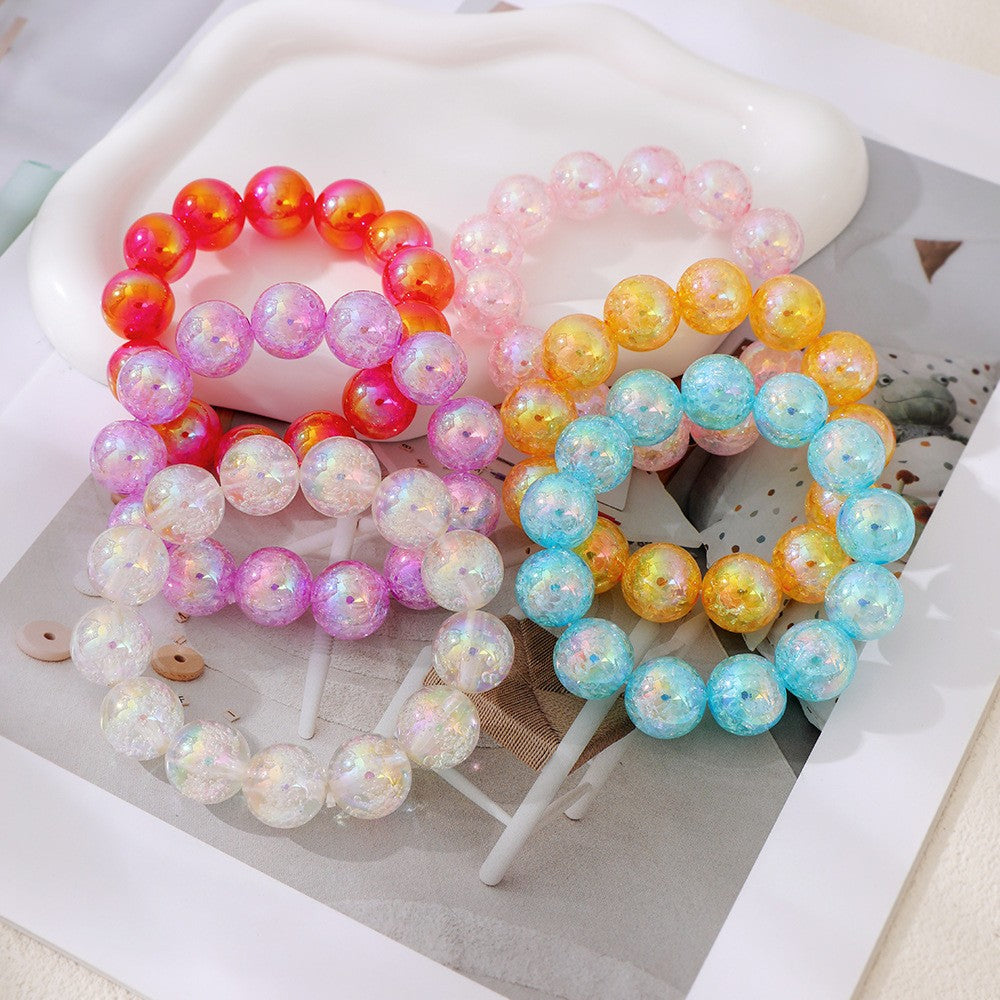Sweet Iridescent Crackle Resin Bracelet Stack