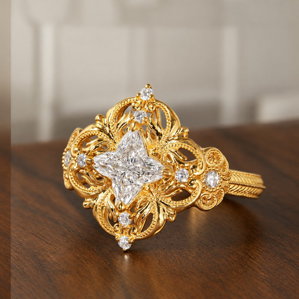 Romantic Vintage Filigree Star Ring
