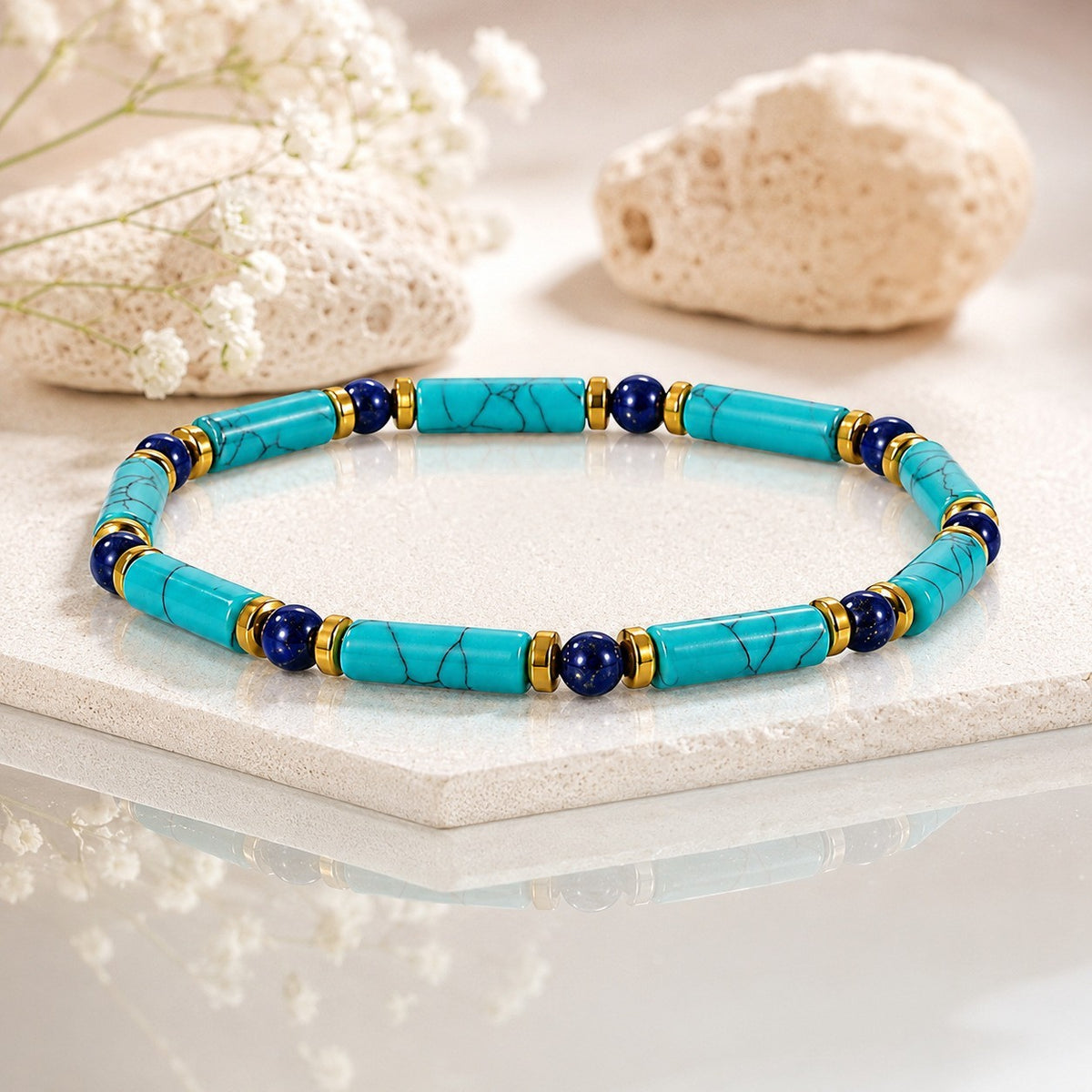 Boho Turquoise Tube Beaded Bracelet