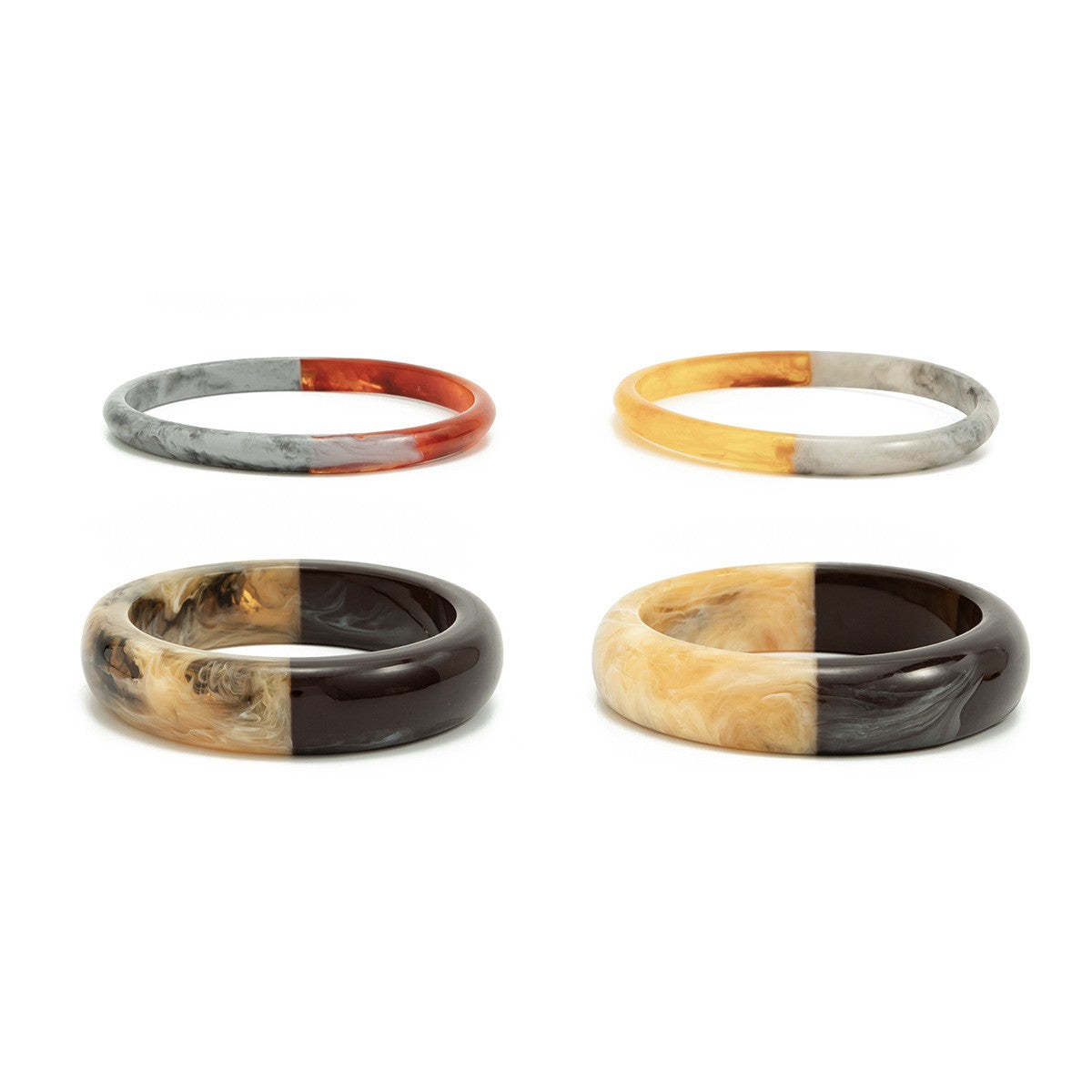 Classy Spliced Marble Resin Bangle Set