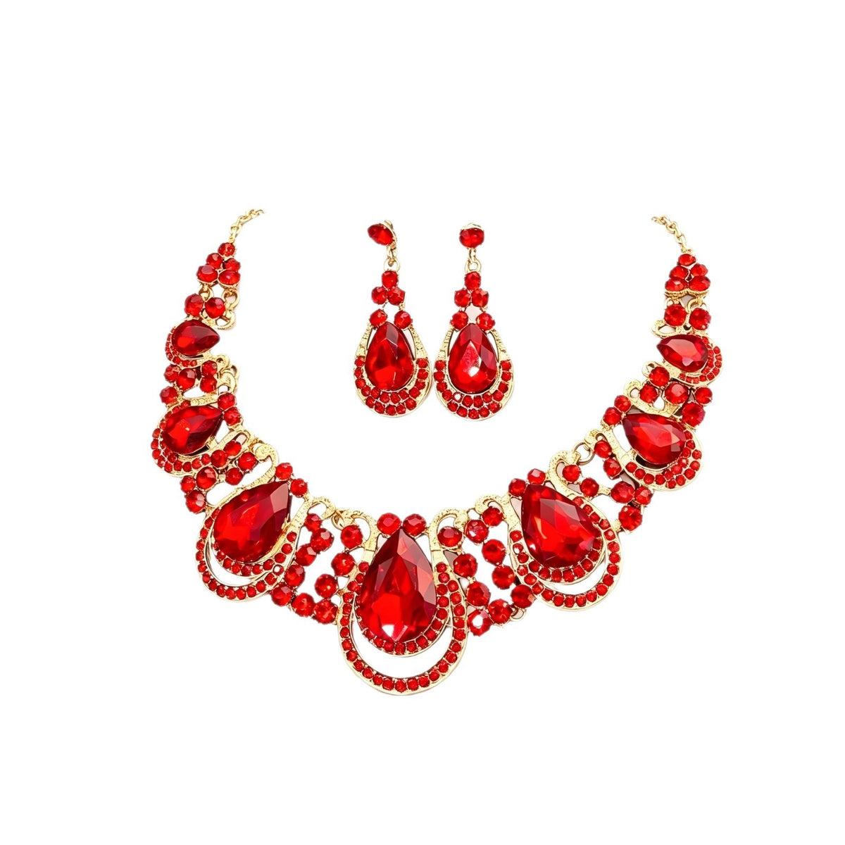 Classy Blue Teardrop Necklace & Earring Set